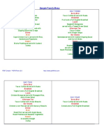 Sample Family Menu: Lunch Early Bird Breakfast Lunch Afternoon Tea Bar Snacks Dinner