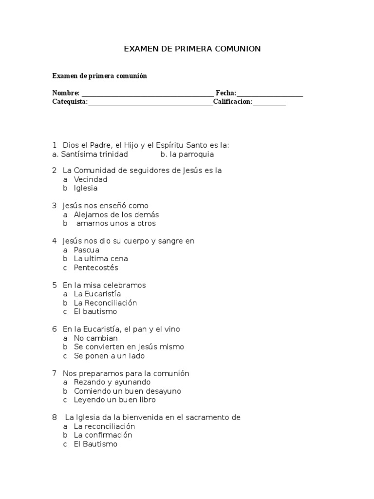 Preguntas para la primera comunión.docx eucaristía Misa (liturgia)