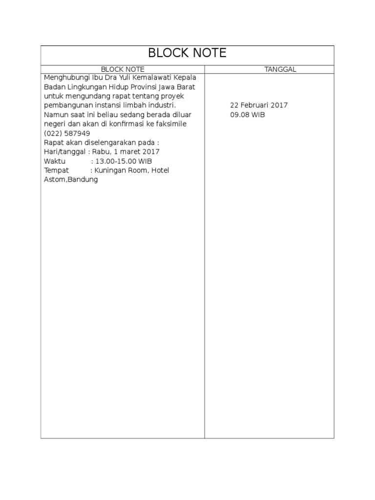 Contoh Block Note