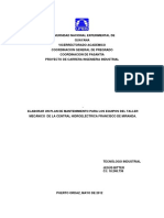 Plan de Mto Paraequipos Del Taller Mecanico de Ña Cantral Hidroelectrica de Miranda