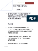 Works To Do 2 Waja Task 1 Search For The Meaning of Cloud Storage or Drive. Write Down The Information in Your Books Task 2