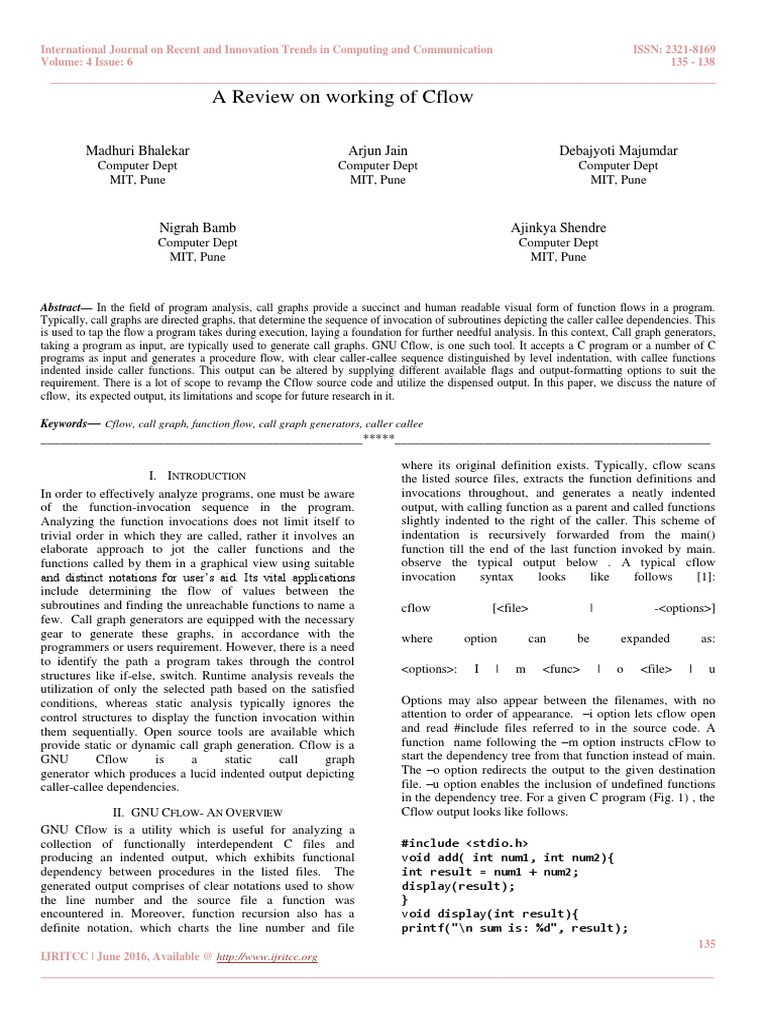 A Review On Working of Cflow | PDF | Subroutine | C (Programming Language)