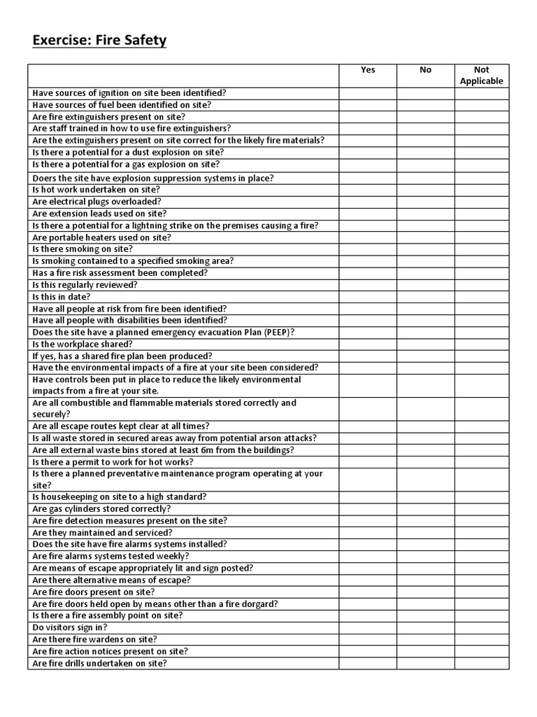 Exercise - Fire Safety | PDF