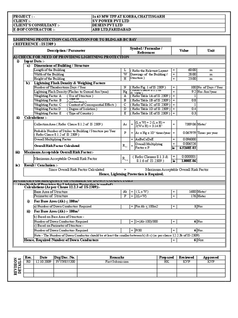 99077475SVPOWERLightningProtectionCalculationSheetTGBuilding