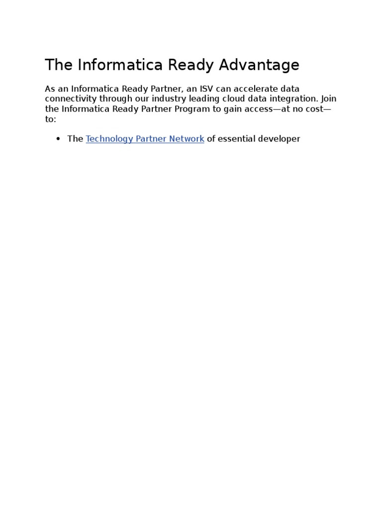 Informatica Ready Partner Program Overview | PDF | Computers