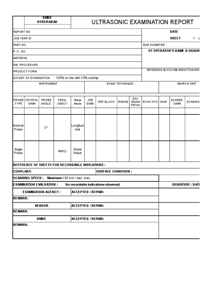 Ultrasonic Exam Report Hyderabad | PDF