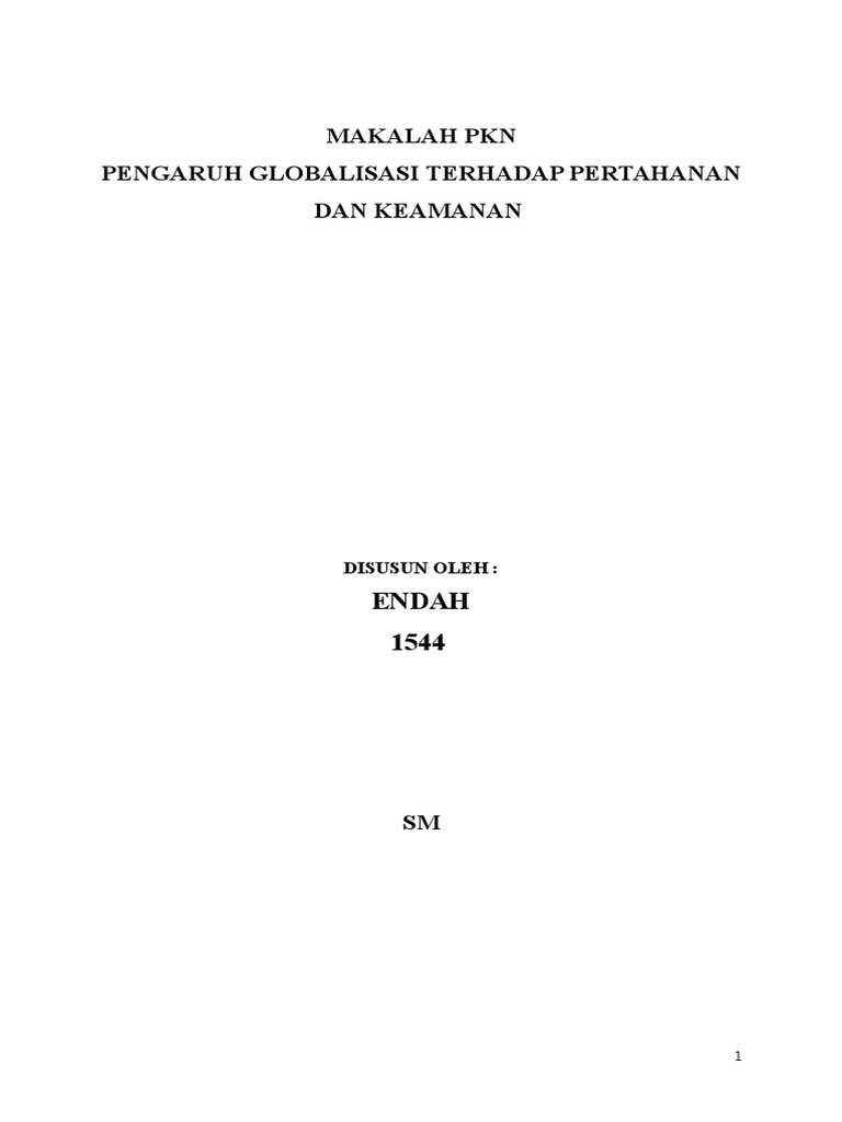 Makalah Globalisasi Terhadap Pertahanan