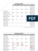2017 Monthly Us Holidays Calendar