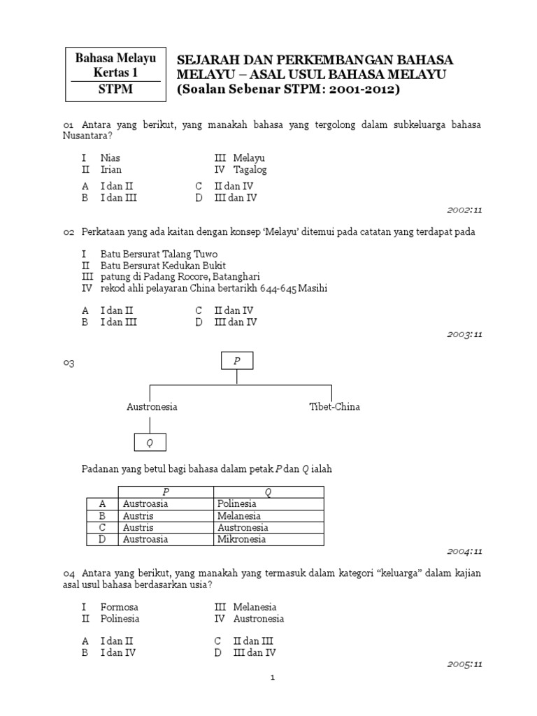 Latihan Asal Usul Bm Pdf