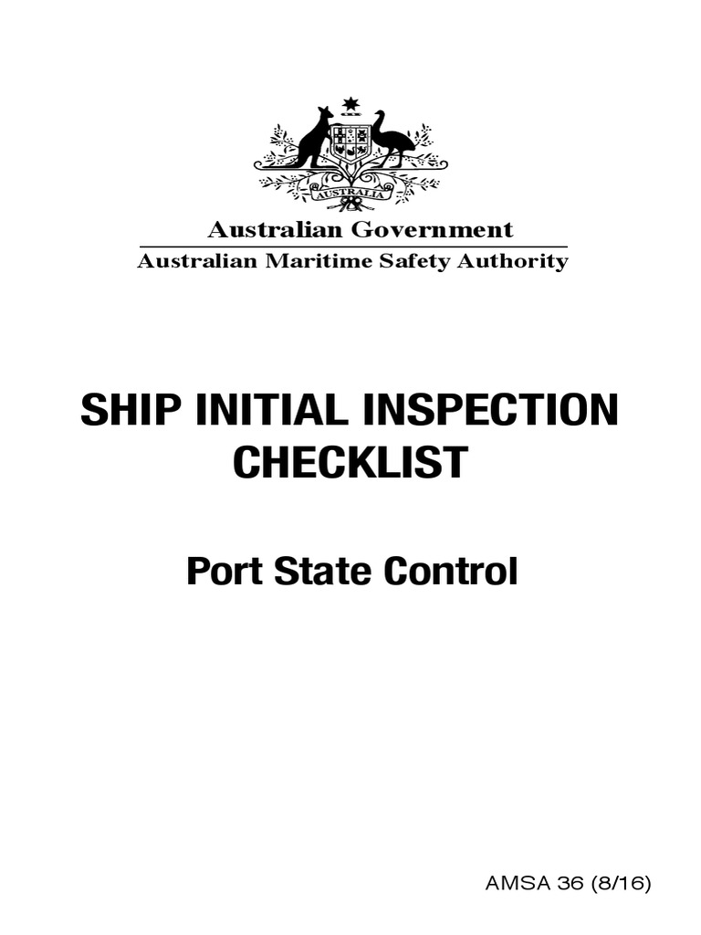 Ship Initial Inspection Checklist: Port State Control | PDF
