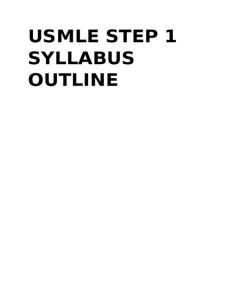Usmle Step 1 Syllabus Outline PDF Immune System Dna
