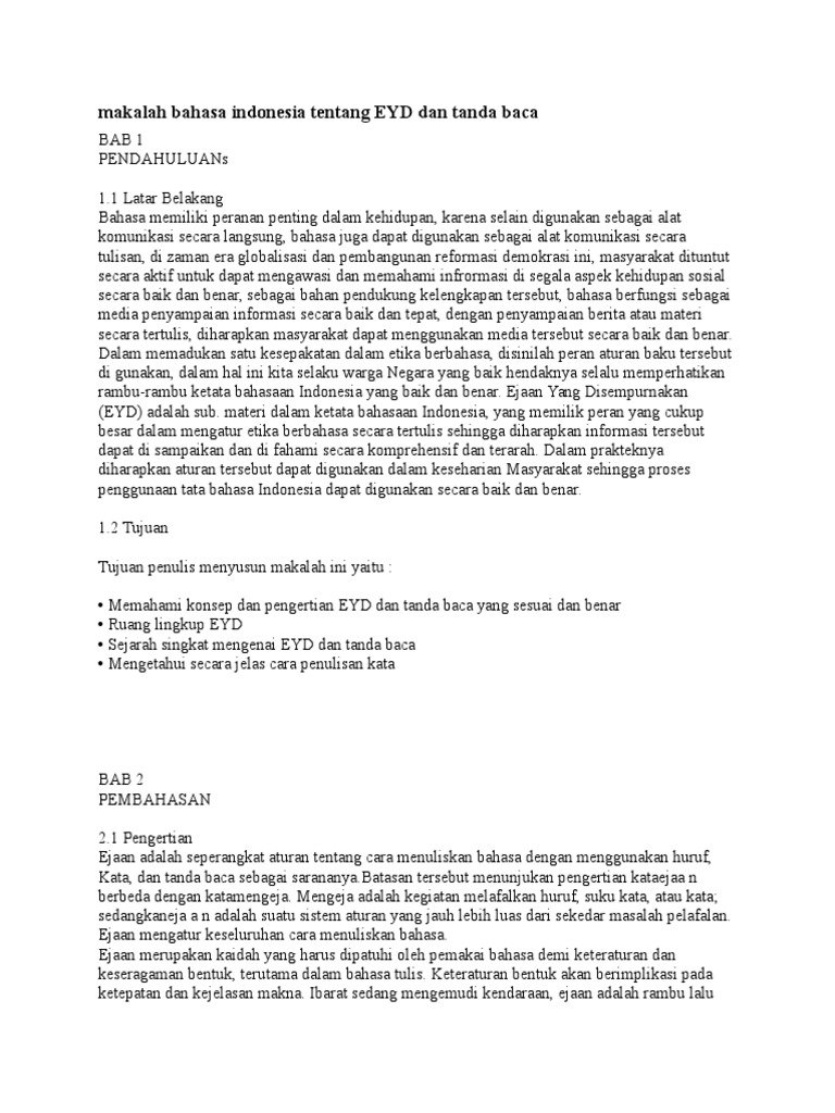 Makalah Bahasa Indonesia Tentang Eyd Dan Tanda Baca