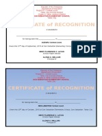 Certificate of Recognition: San Sebastian Elementary School