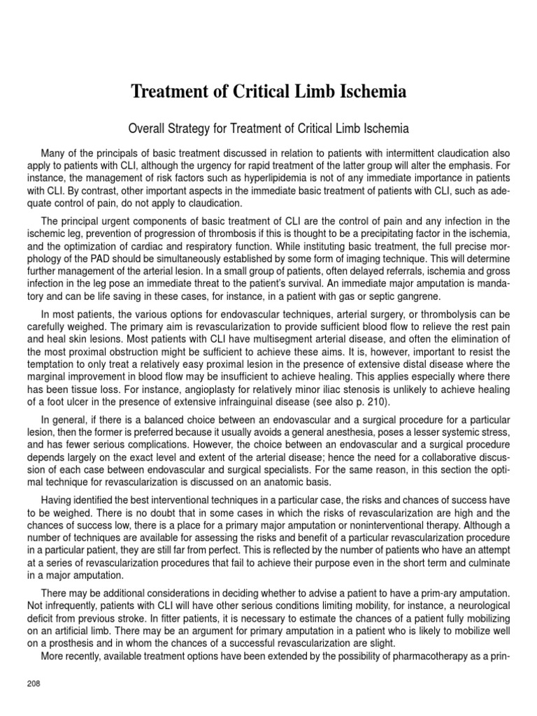 Overall Strategy For Treatment of Critical Limb Ischemia | PDF ...