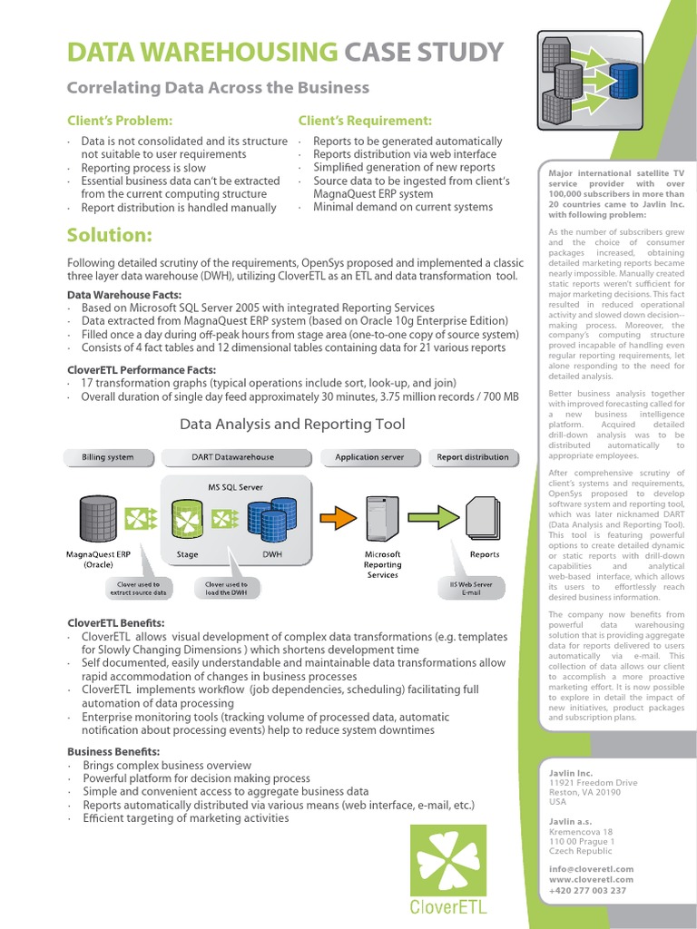 Data Warehousing Case Study: CloverETL | PDF | Data Warehouse ...