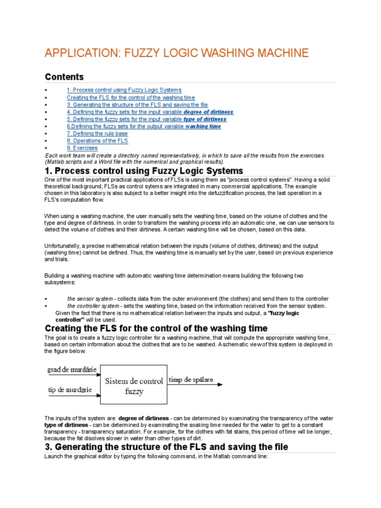 Application: Fuzzy Logic Washing Machine: Controller" Will Be Used ...
