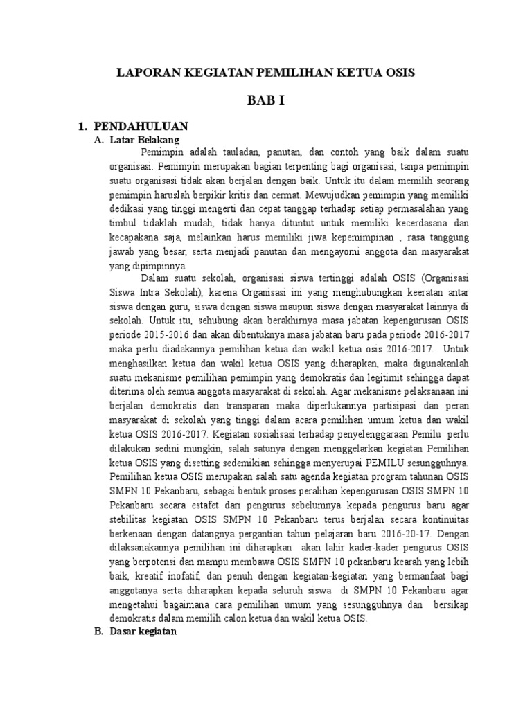 Contoh Laporan Keuangan Kegiatan Osis