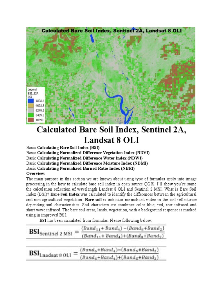 Calculated Bare Soil Index Imaging Natural Philosophy