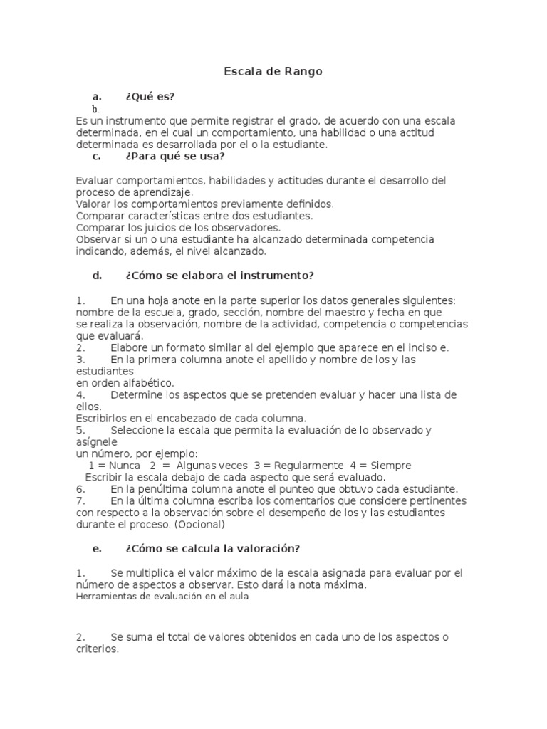 Escala de Rango | PDF