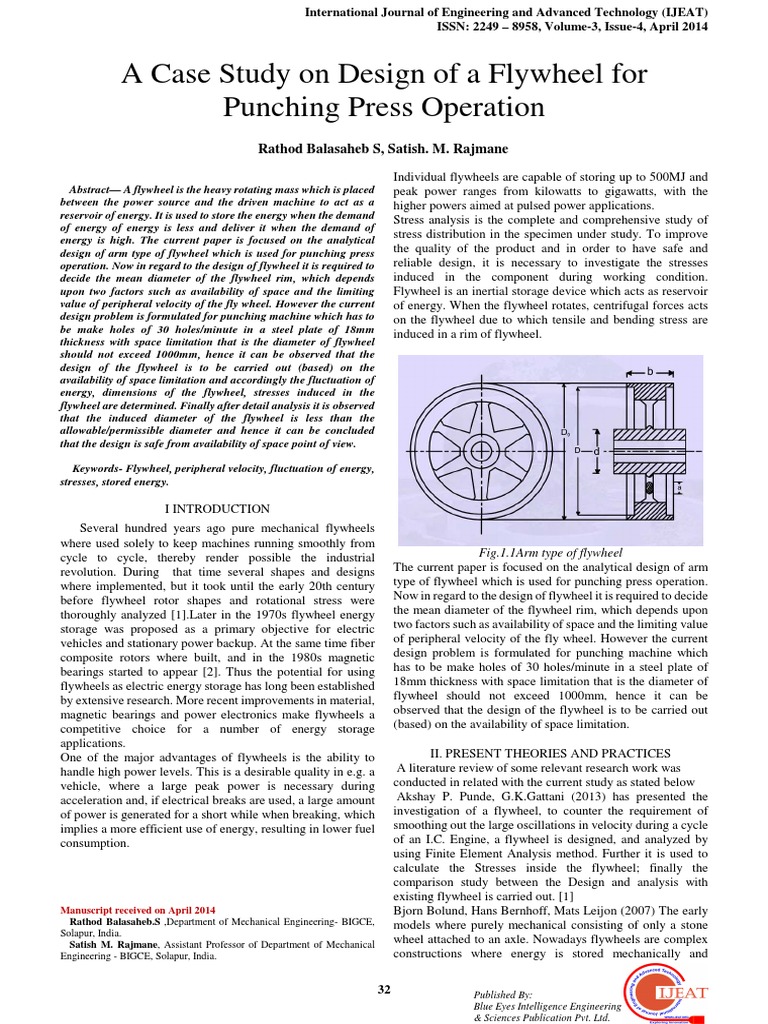 A Case Study On Design of A Flywheel For Punching Press Operation PDF