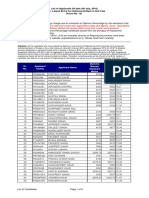 List of Applicants for B.Tech Lateral Entry (08 July 2016