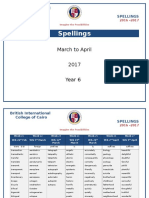 spellings mar to apr 2017 year 6