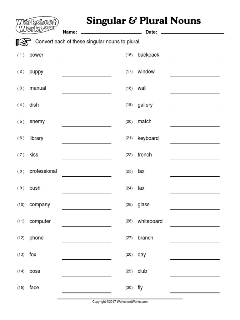 Convert Each of These Singular Nouns To Plural. Power Backpack PDF