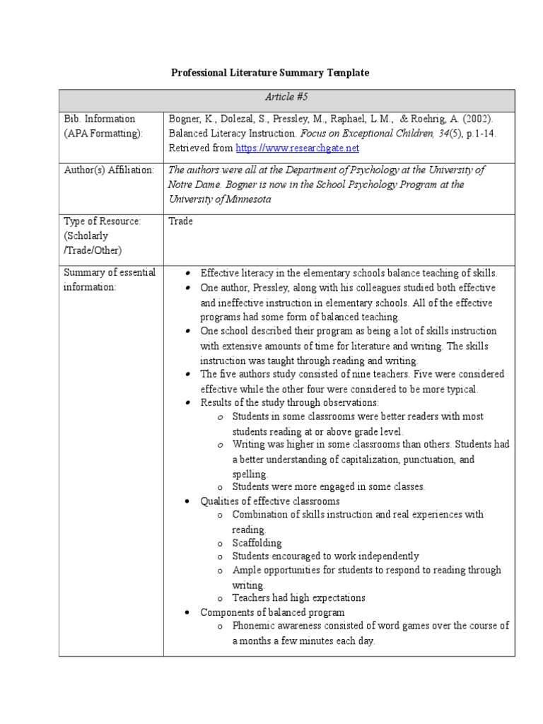Article 5 Balanced Literacy Instruction | PDF | Applied Psychology ...