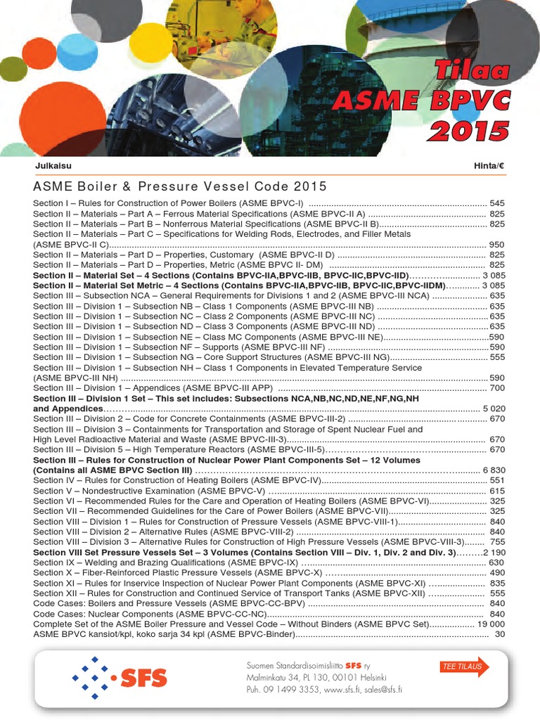 Tilaa Asme BPVC 2015: ASME Boiler & Pressure Vessel Code 2015 | PDF ...