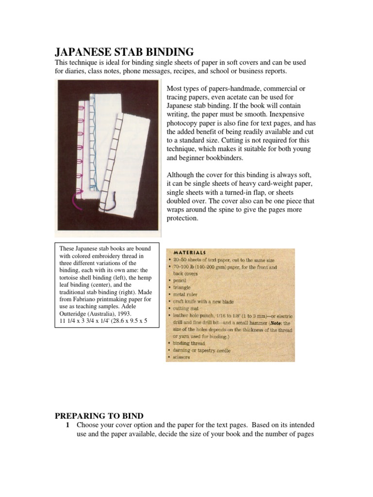 Japanese Stab Binding: Preparing To Bind | PDF | Bookbinding | Yarn
