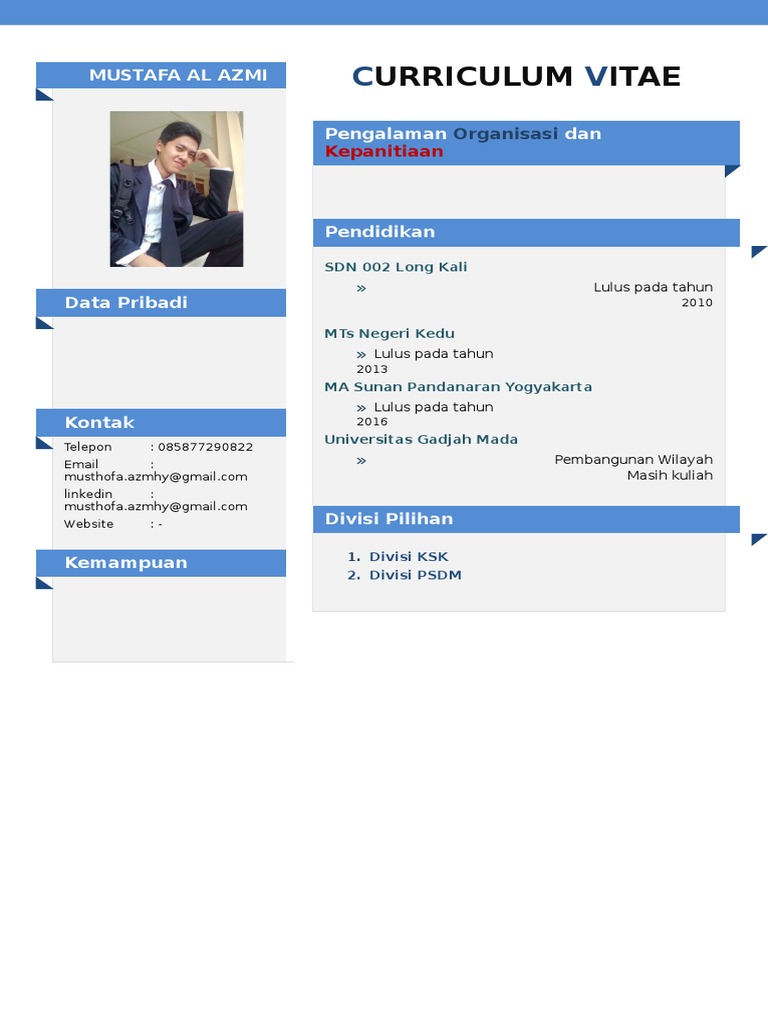 Contoh CV kepanitiaan