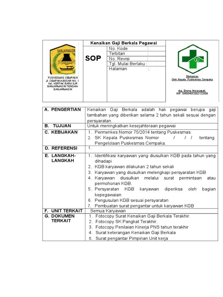 Sop Kenaikan Gaji Berkala Pegawai