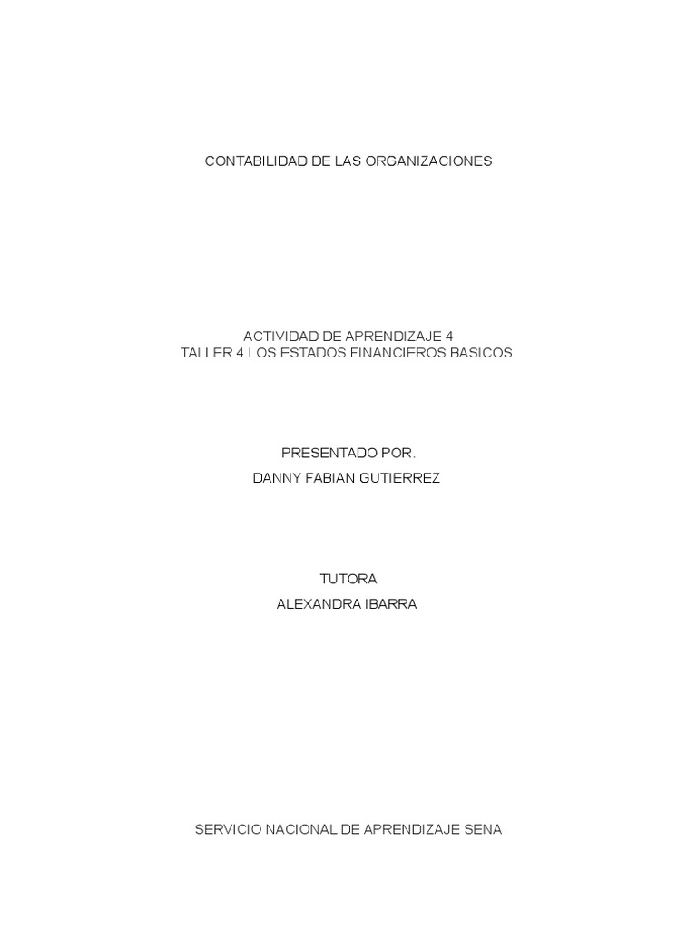 Taller 4 | PDF | Contabilidad | Estado de resultados
