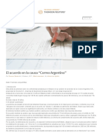 Derecho Administrativo - Thomson Reuters - El Acuerdo en La Causa “Correo Argentino”