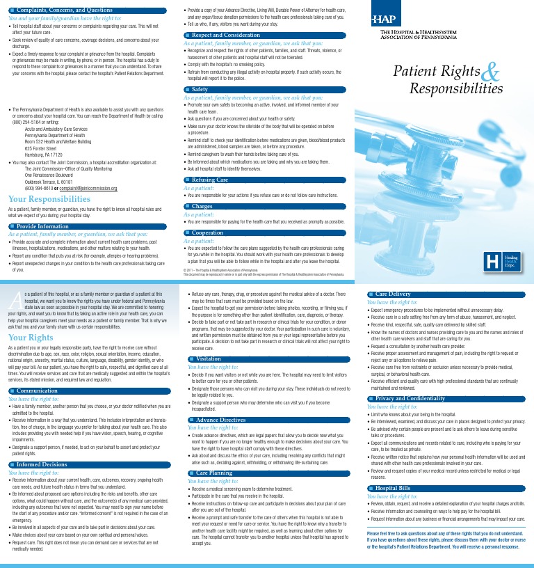 Patient Rights and Responsibilities Patient Joint Commission