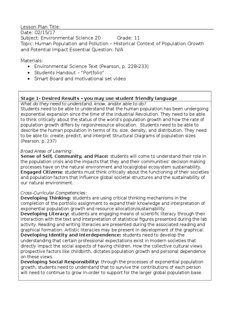Human Population and Pollution Portfolio | PDF | Educational Assessment ...