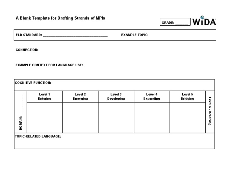 Wida Standards Blank Template | PDF | Behavioural Sciences | Cognition