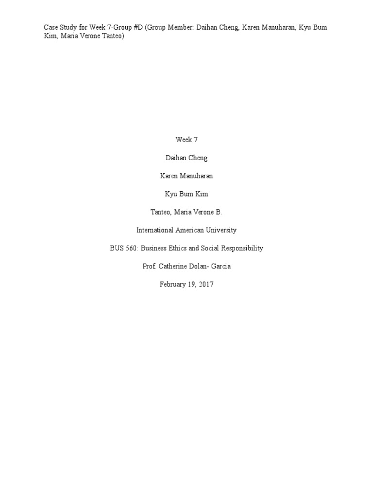 Case Study 7 Group D Pdf Corporate Social Responsibility Unilever