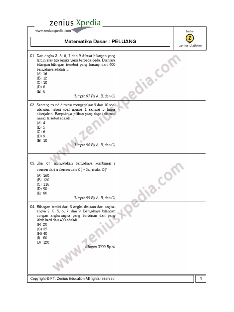 11 Soal Topik Peluang