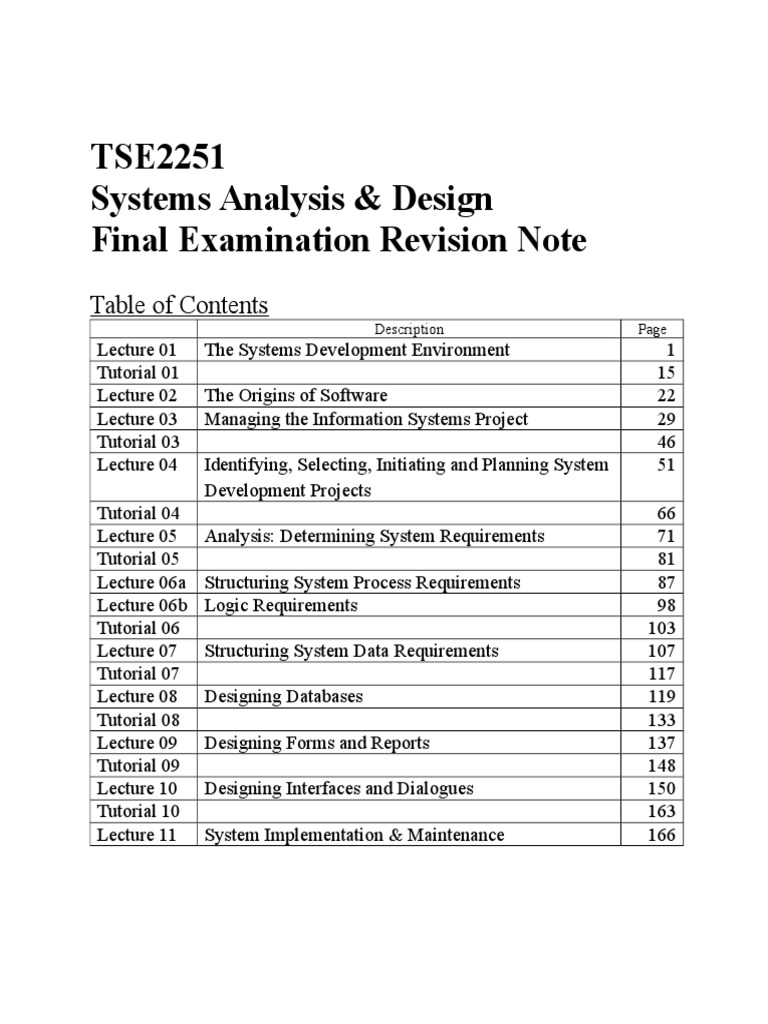 TSE2251 SAD Revision Note | PDF | Software Development Process ...