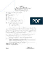 FORM 27 - Certificate of Fitness For Employment in Hazardous Processes