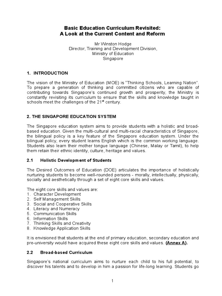 Singapore Curriculum | PDF | Secondary Education | Curriculum
