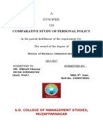 Comparative Study of Personal Policy: A Synopsis ON