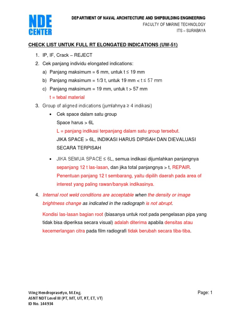 CHECK LIST - Acceptance Criteria RT | PDF