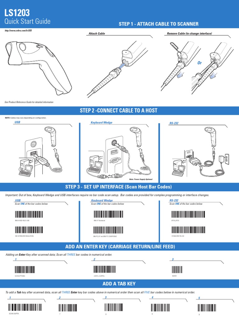 Ls1203 Quick Start Guide en Us | PDF | Barcode | Scanner