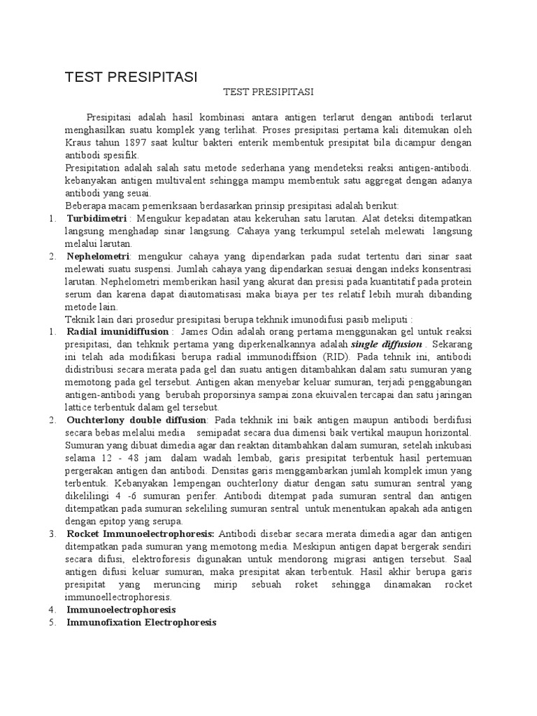 Test Presipitasi