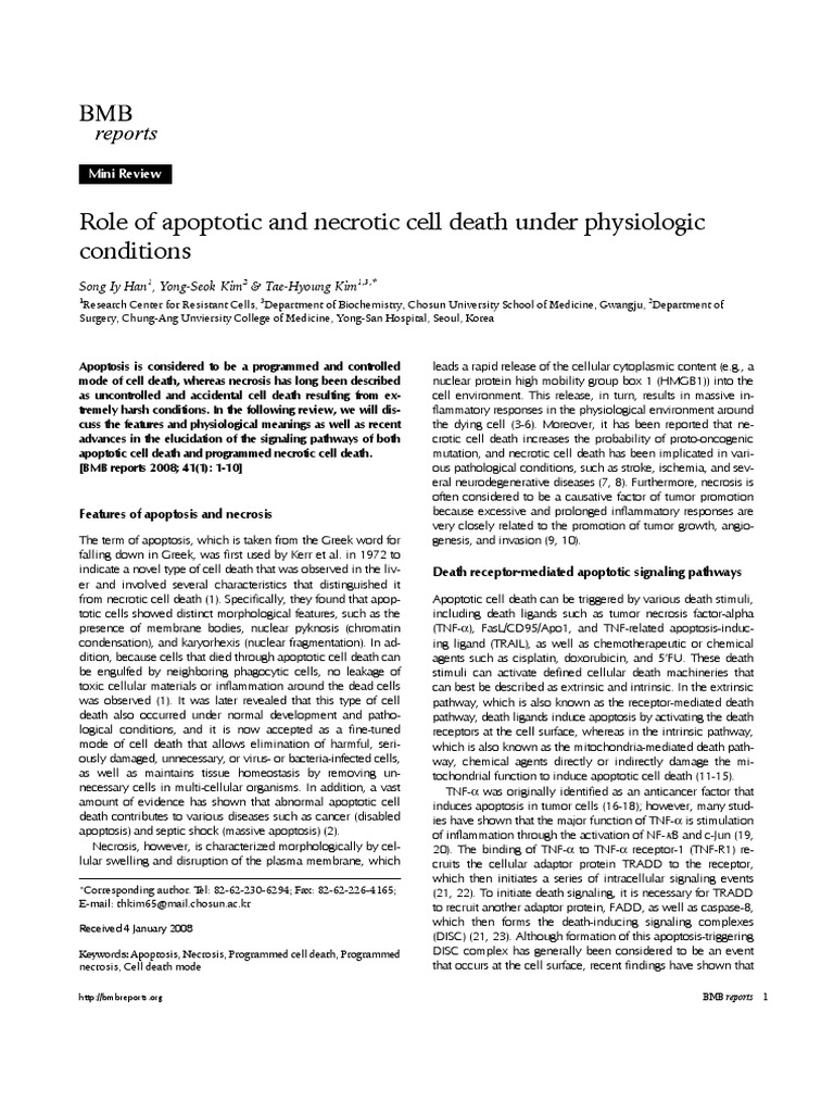 Role of Apoptotic and Necrotic Cell Death Under Physiologic Conditions ...
