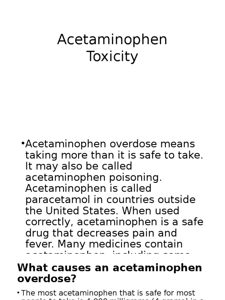 Acetaminophen Toxicity Drug Overdose Alanine Transaminase