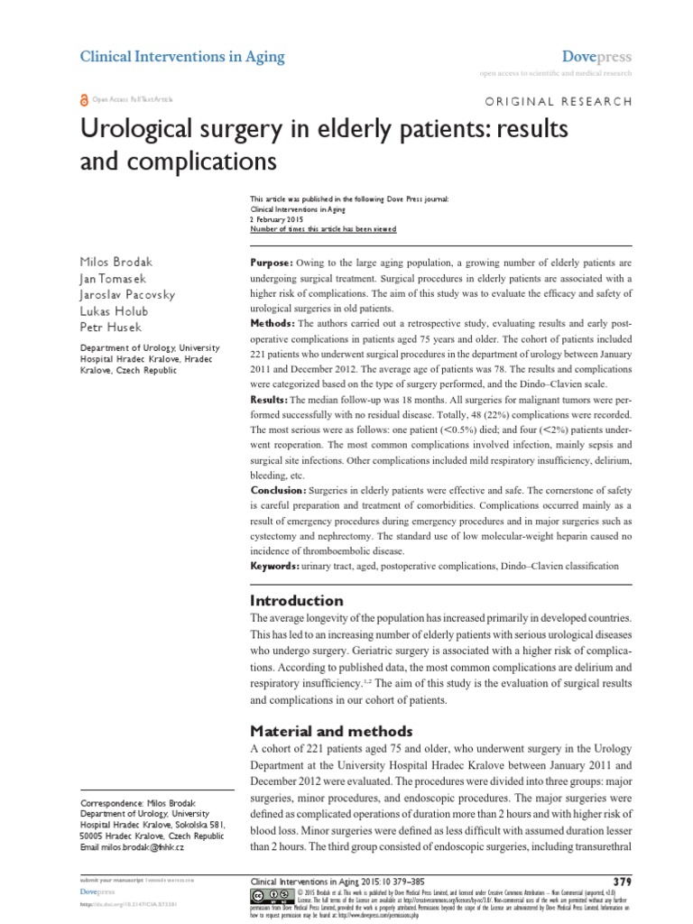 Urological surgery in elderly patients results and complications