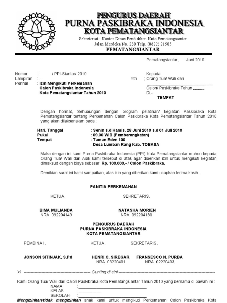 Contoh Surat Izin Ikut Kegiatan Detil Gambar Online